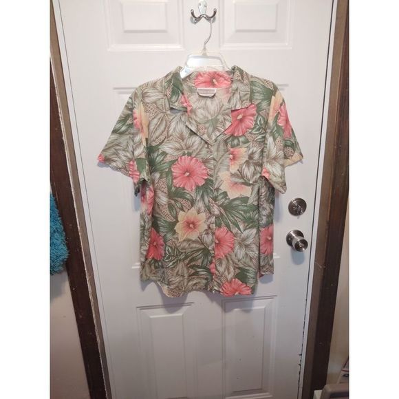 Season Ticket Single Pocket Button Front Floral Print Shirt Women's Size XXL - Picture 1 of 5